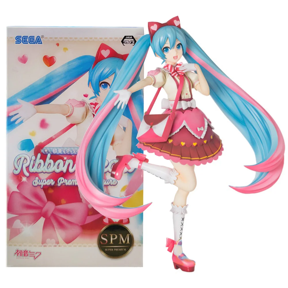 애니메이션 하츠네 미쿠 로리타 원피스 업 스탠딩 리본 x 하트 모델 장난감 선물, 어린이 컬렉션 PVC 액션 피규어, 22cm