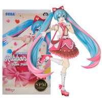 22CM Anime Hatsune Miku Lolita Dress Up Standing Ribbon x Heart Model Toy Gift For Children Collection PVC Action Figure