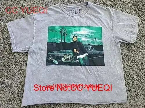 Ice Cube T Shirt Size Large Cropped Top Gray Stonewashed  long or short sleeves