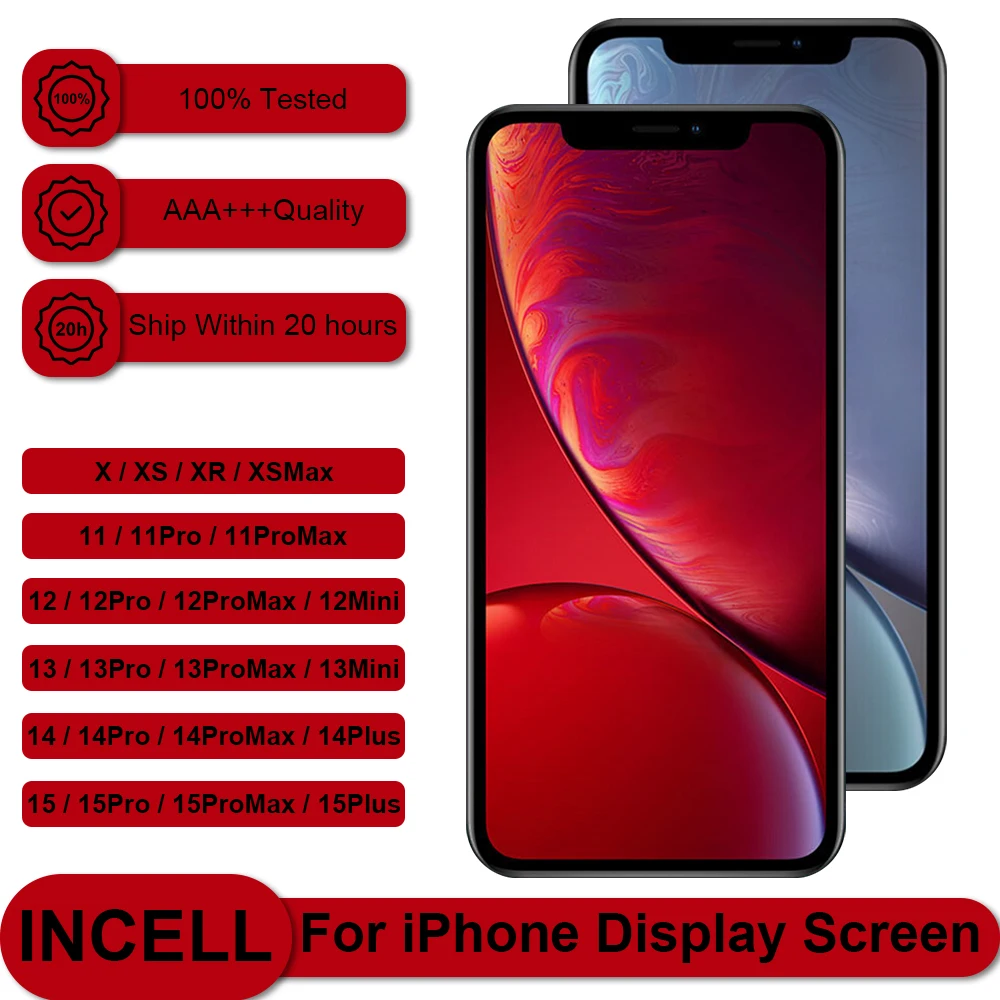 Pantalla PINGSILING INCELL para iPhone X XR XS MAX 11 12 13 Mini 14 15 Pro Max Plus, Pantalla Táctil 3D INCELL