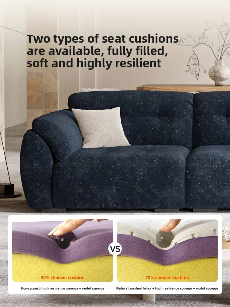 Italian minimalist chenille cloud sofa straight row modern simple living room villa retro style big