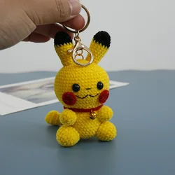 12cm Cartoon Cute Pokemon Pikachu Animal Crochet Doll Key Chain Knit Toy Cute Pendant Bag Accessories Handmade Toy
