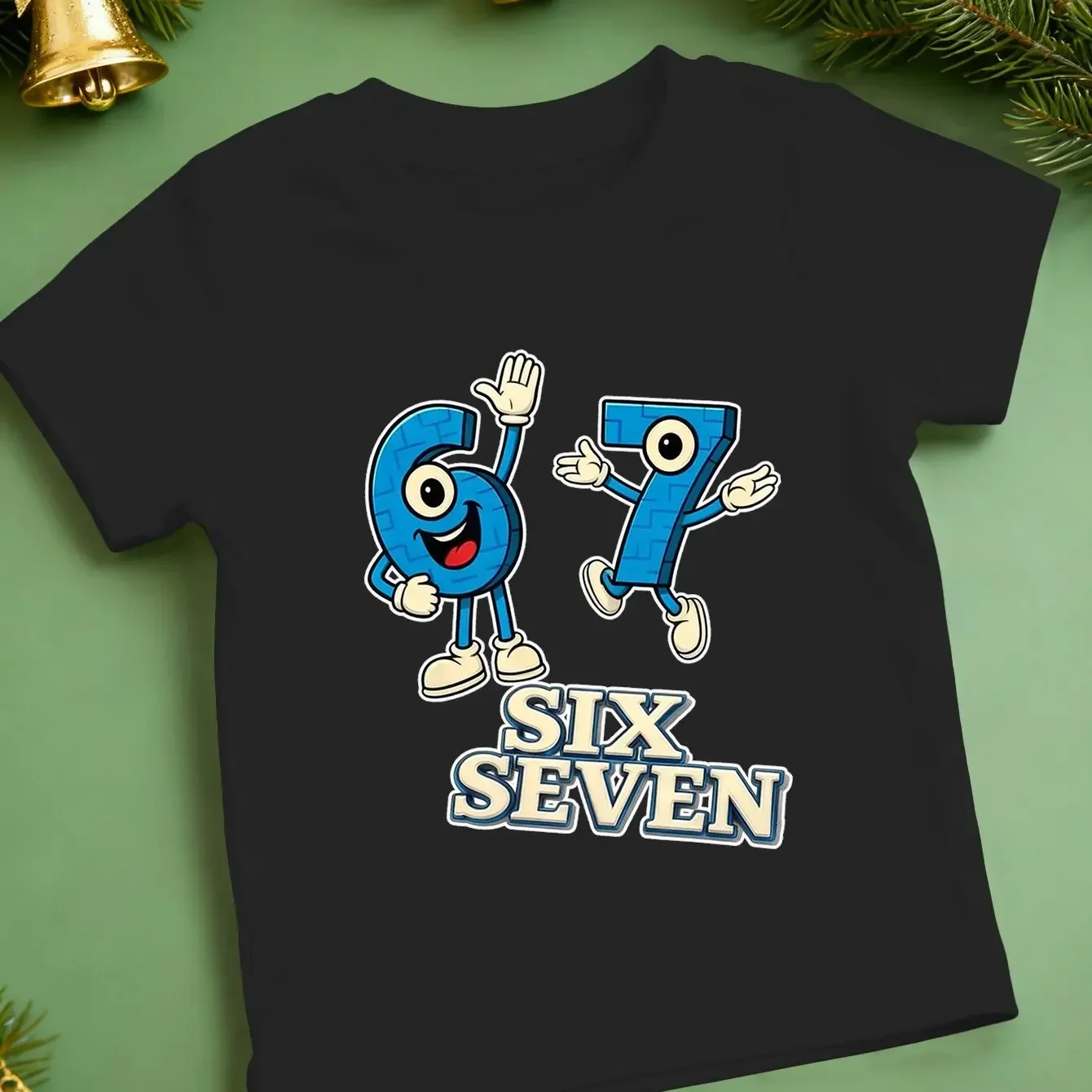 2026 Trendy Kids Cute Animated 6 & 7 Character Graphic T-Shirt 100% Cotton White Casual Daily Children Fashion Tee 4-14Y