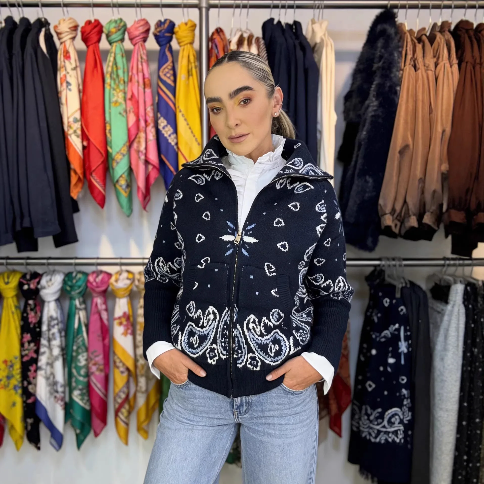 

Women's Fashion Casual Jacquard Knit Cardigan SVN1