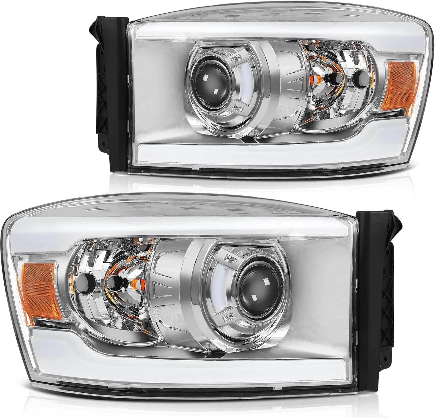 Headlight Assembly with LED H7 Projector For Dodge For Ram 1500 2006-2008,For Dodge For Ram 2500 2006-2009,For Dodge For Ram 350