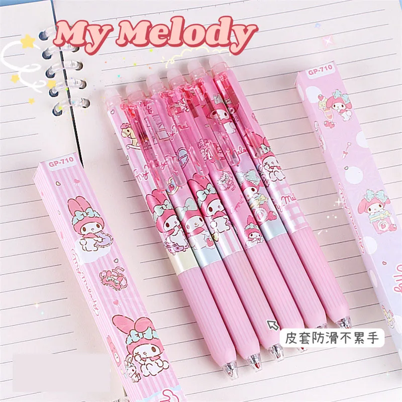 36 pcs/lot Sanrio Melody Erasable Press Gel Pen Cute 0.5mm Blue Ink Neutral Pens Promotional Gift Office School Supplies