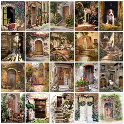 GATYZTORY 60x75cm Painting By Numbers Kits Door Landscape Picture Kits Diy Framed Drawing Coloring On Canvas Home Wall Decor