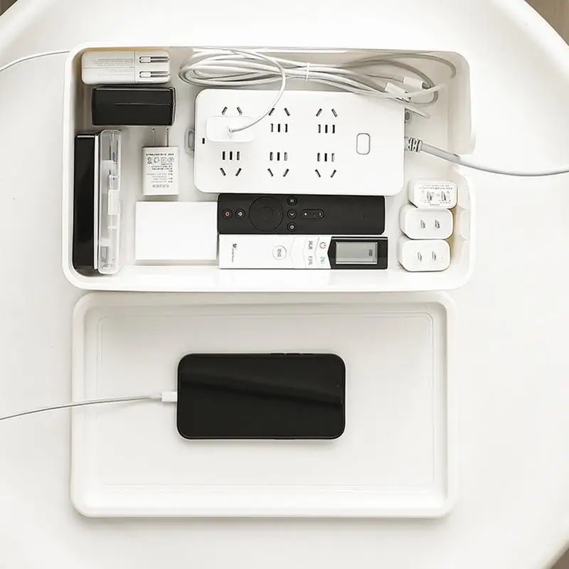 กล่องเก็บสายไฟคอนซีลเลอร์สายที่ทันสมัยที่จัดระเบียบสายไฟต่อที่ยึดสายไฟชั้นเต้าเสียบไฟซ่อน