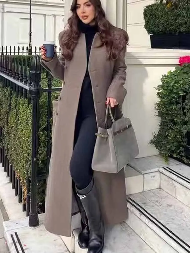 

Женское зимнее новое модное и элегантное простое пальто с подкладкой на плечах в европейском и американском стиле