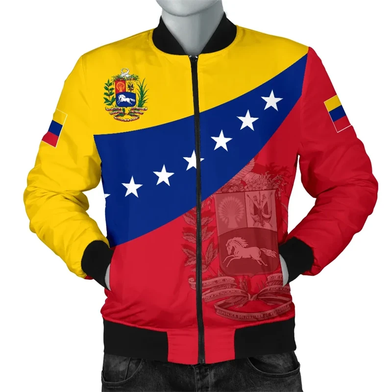 Autumn Fashion Men\'s Jacket Venezuela Flag 3D Print Coat Men Clothing Comfort Long Sleeve Casual Streetwear Male Tops Jacket