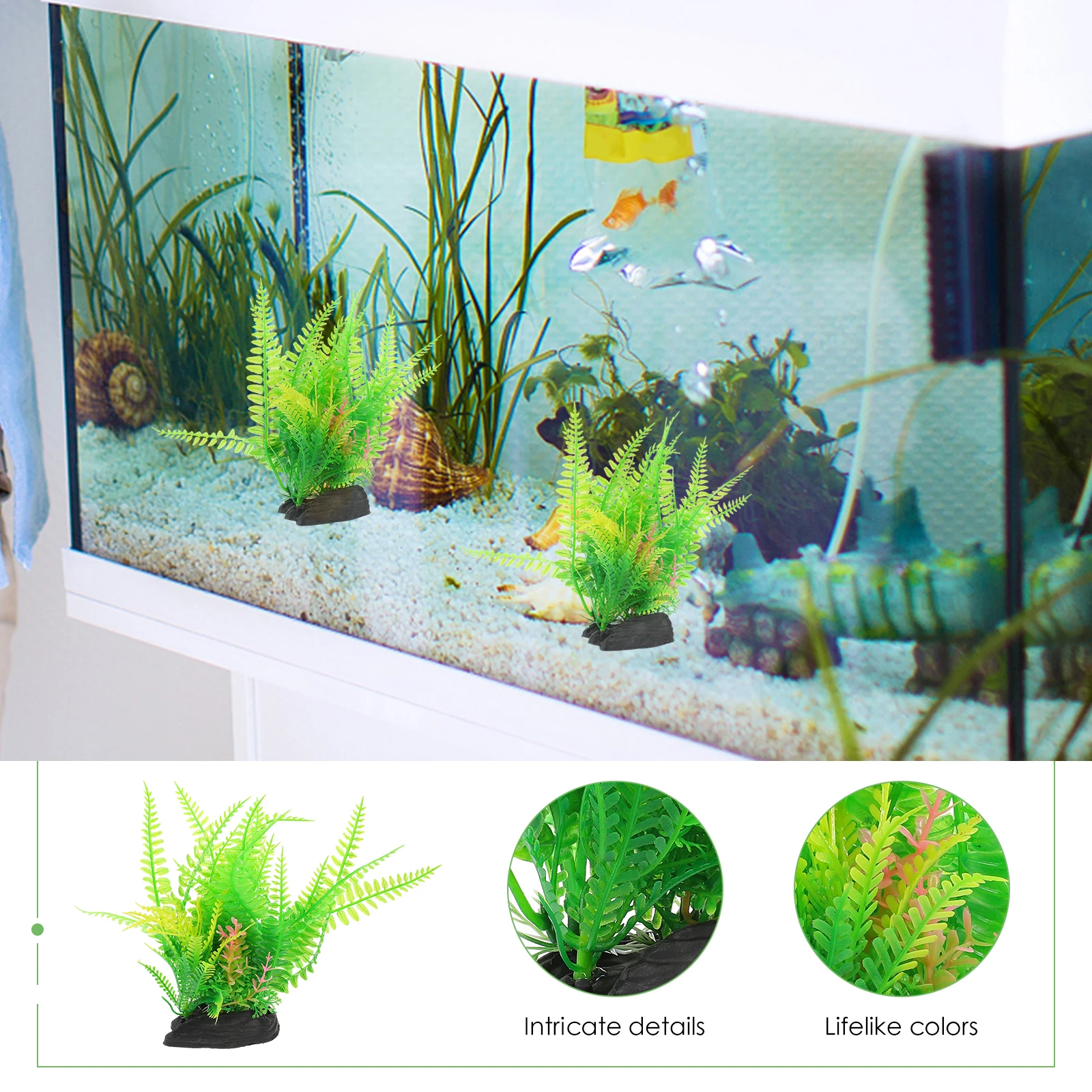 

2Pcs Artificial Fish Tank Plants Realistic Plastic Aquarium Decoration Simulation Aquatic Plant Accessories Aquatic Plants