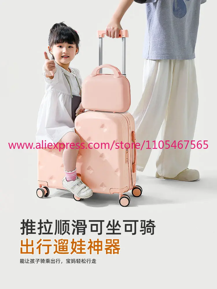 1PCS children's suitcase can be mounted for girls and boys, small trolley case can be used for plane travel, password box