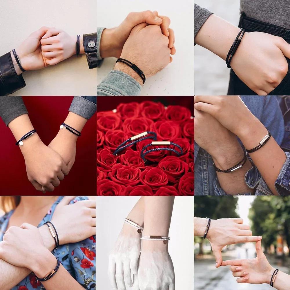 Green Retro Leather Bracelet Men Bangles Fashion Magnetic Buckle Charm Lovers Jewelry Bracelet  BB0698 image 5
