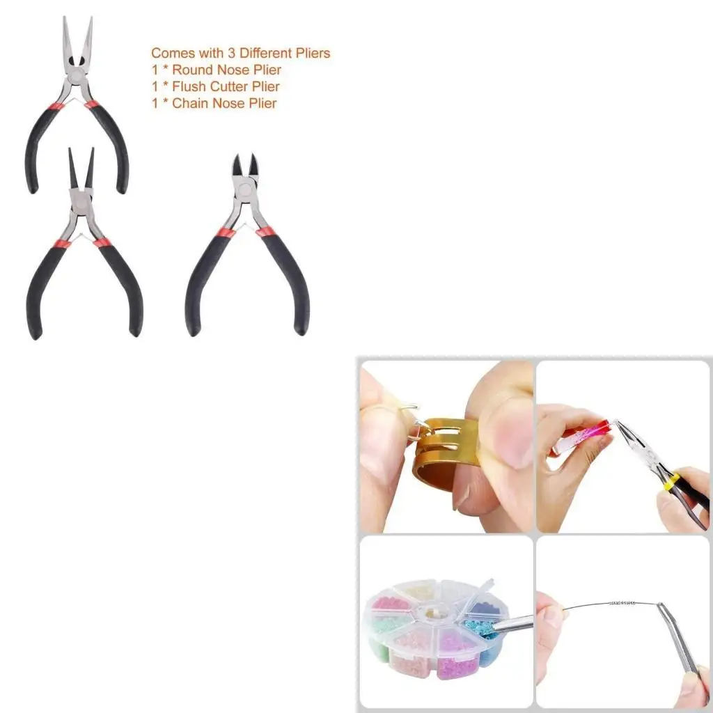 Jewelry Making Supplies Set with Jewelry Pliers Wire Cutter Tweezer Scissor