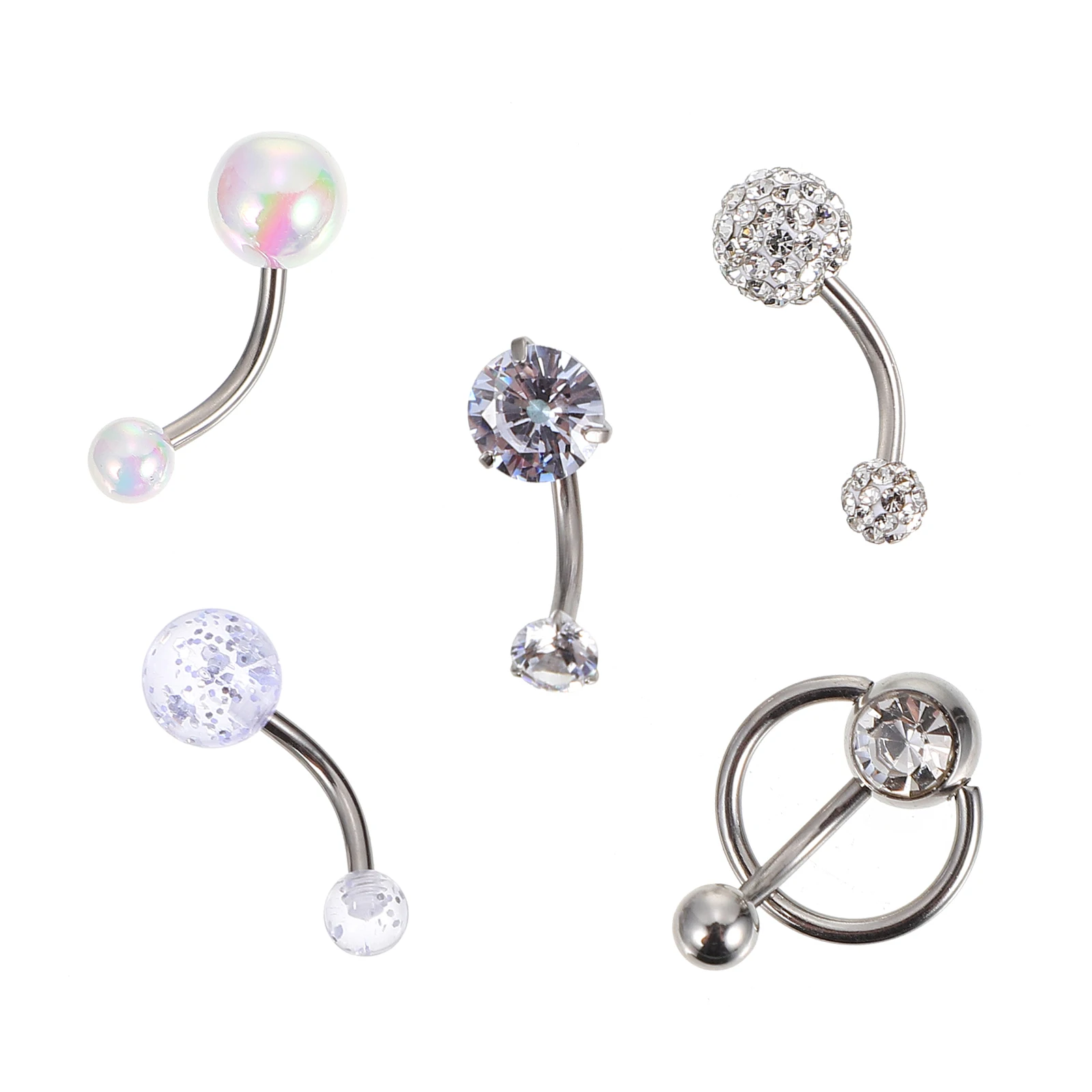 5 قطعة خاتم على شكل زر البطن ثقب المجوهرات الأبيض ديكور ترصيع السرة خواتم الجسم الفن اكسسوارات الرقص مهرجان أداء الحفلات #4