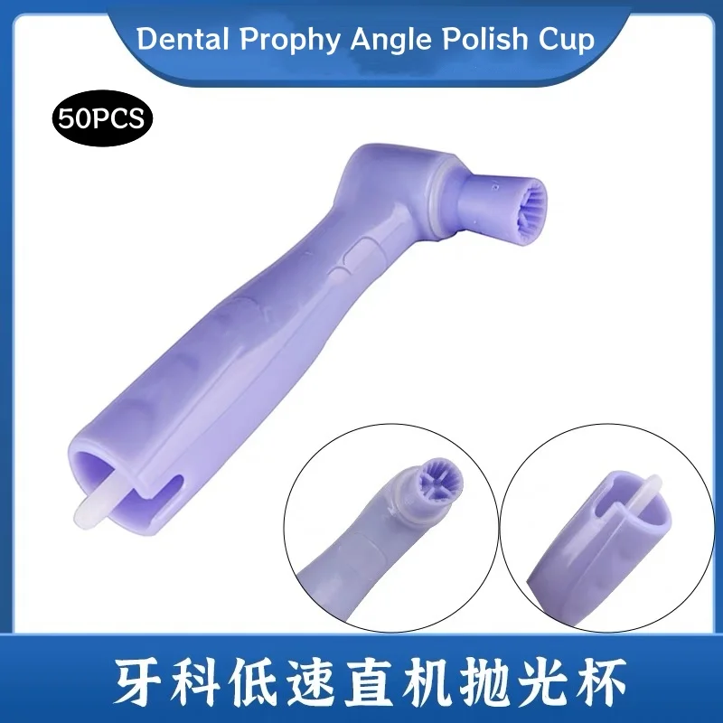 

50pcs Dental Prophy Angle Polish Cup Disposable 105° Contra Angle Polish Brush dental polishing material