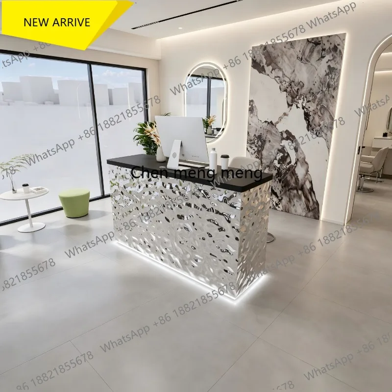M178 Stainless steel checkout page Hair salon front desk Clothing store Light luxury high-end reception desk