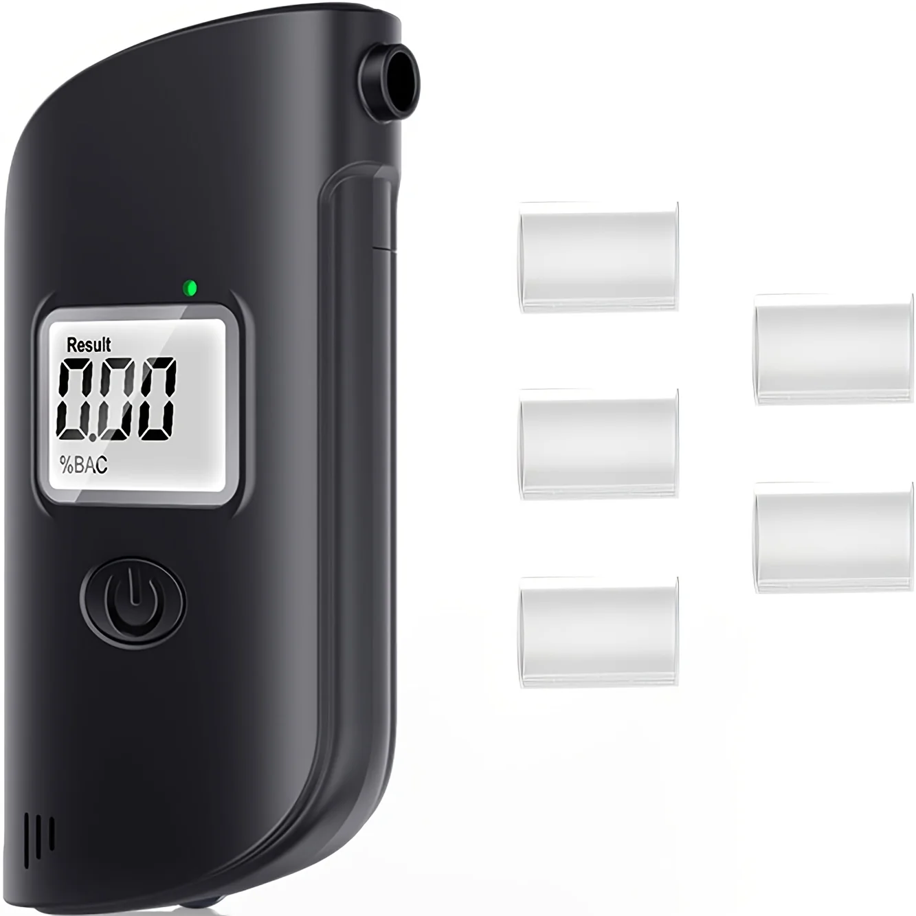 Alcohol Tester, Portable Breathalyzer with LCD Display, High Precision, Includes 5 Blowing Tubes, Battery Not Included