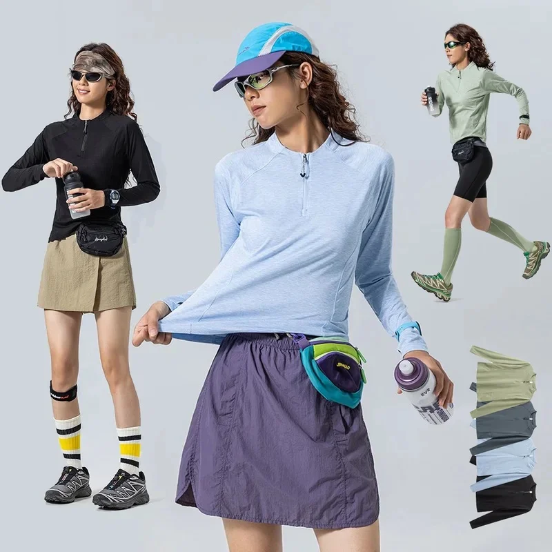 Women Cycling Hiking Outdoor Long Sleeve Slim Fit Quick Dry Fitness Sport T-shirts Girl Y2k Streetwear Track Yoga T Shirts