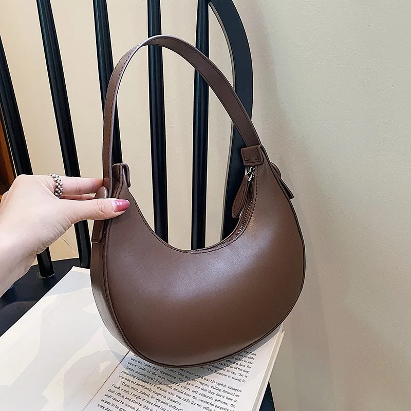 Solid Color PU Zipper Fashion Hobo Bags Women\'s Bags 2024 High Quality Trend Shoulder Bags Bolsos De Señora Bolsas De Hombro