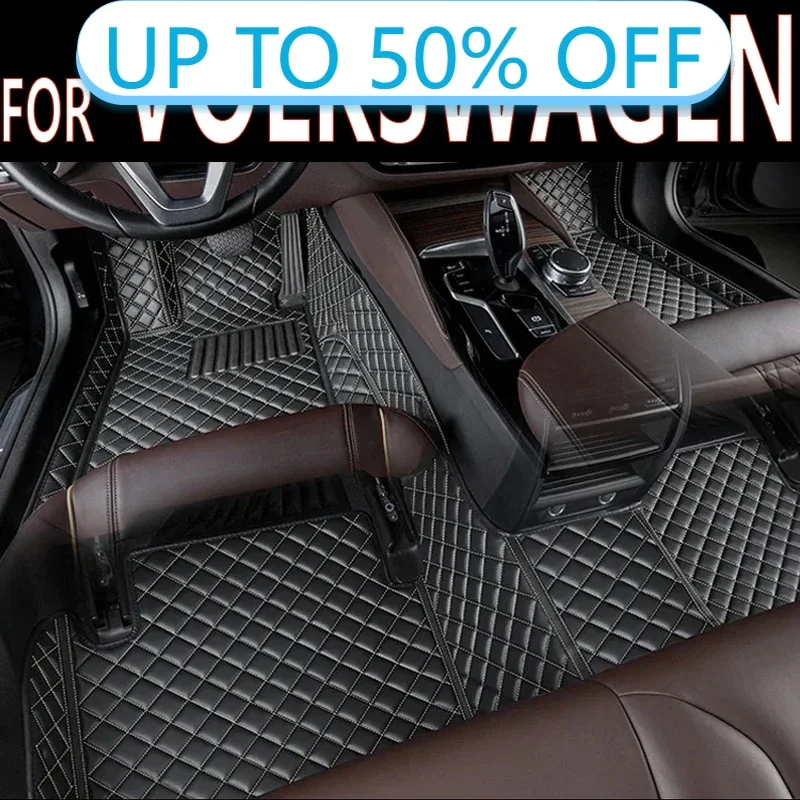 Leather Car Floor Mats For VOLKSWAGEN ID.4 CROZZ atlas cross Caddy turbo GTI Saveiro Cross T-Cross Sagitar 2022  Car Accessories