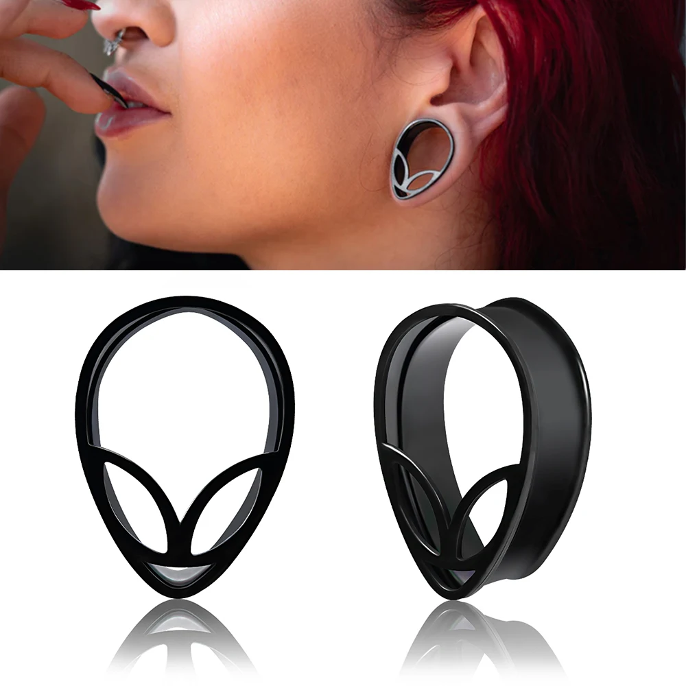 1-2PCS Stainless Steel Water Drop Alien Ear Plugs Tunnels Stretchers Expanders Gauges Earring Body Piercing Jewelry 8-25mm ﻿