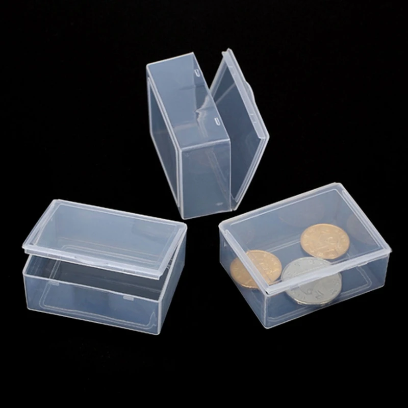 Rectangular Plastic Clear Storage Box Jewelry Beads Collection Container Organiz