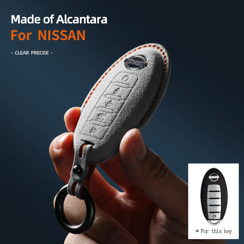 Alcantara Car Key Case For Nissan Rouge Murano Maxima Altima Sentra Pathfinder Qashqai Suede Remote Key Cover 5 Button 2016-2019