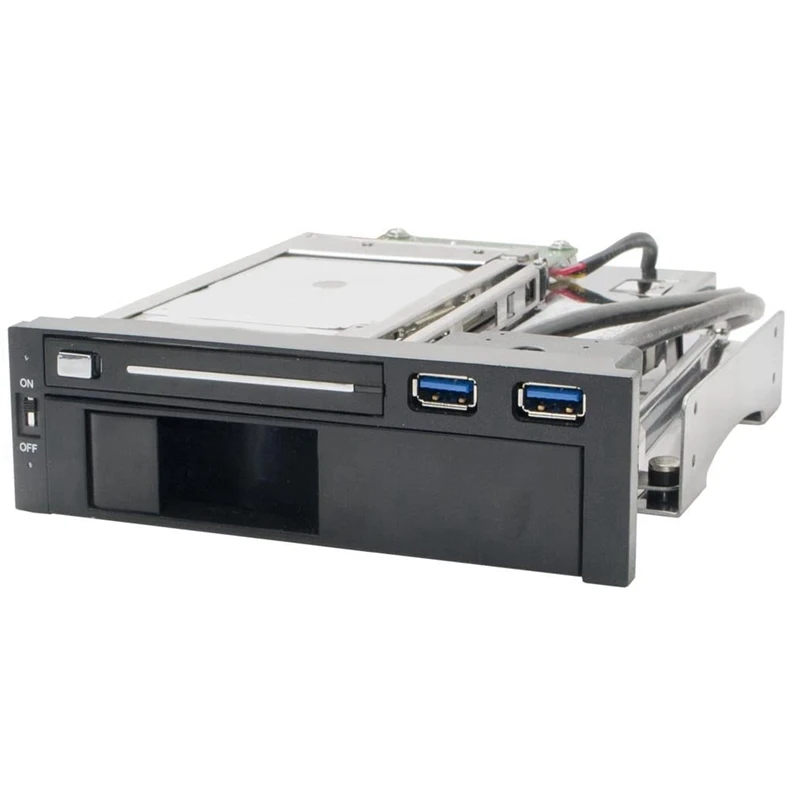 NEW-5.25Inch Bay Tray Less Mobile Rack For 3.5Inch And 2.5Inch Sata III HDD With Extra 2 Port USB 3.0,Black/White