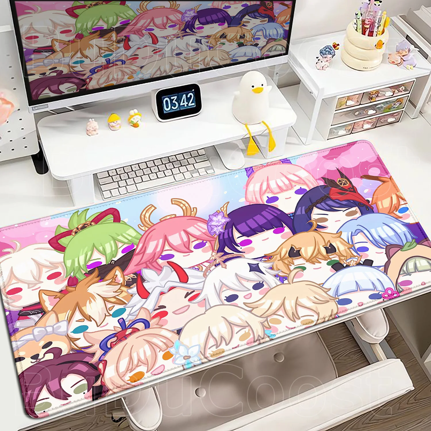 

Kawaii Anime Mousepad Sangonomiya Kokomi Yae Miko Raiden Shogun Yoimiya Genshin Impact Gamer Mouse Pad XXL 900x400mm PC Desk Mat