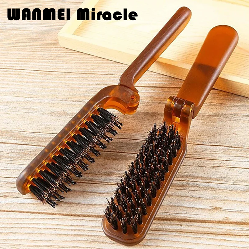 1pcs Mane Bristle Hair Brush Amber Foldable Portable Comb Pocket Collapsible Travel Massage Hair Styling Tool Salon Gift