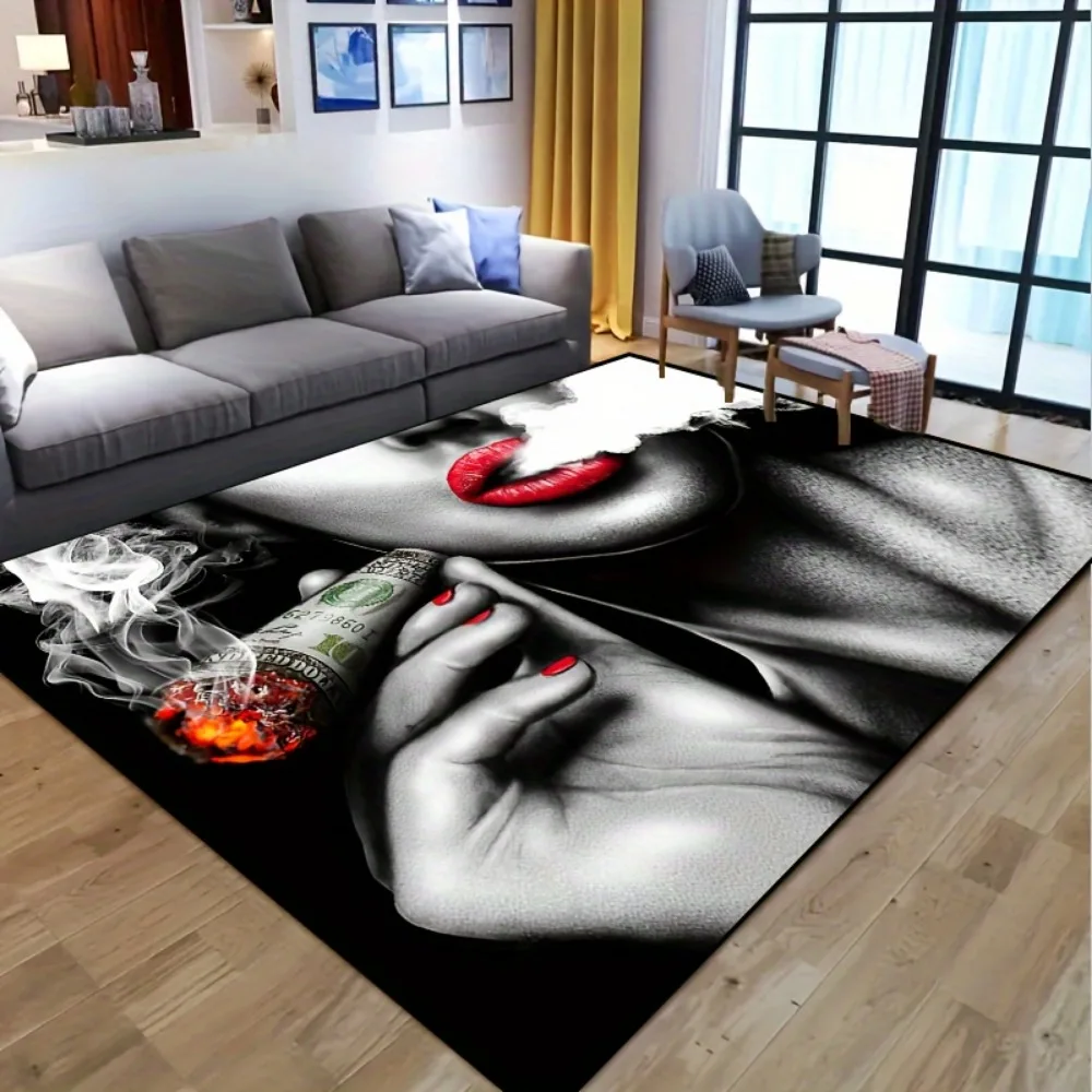 

1pc Carpet Woman Smoking 3D Printed Non-slip Rug Parlor Mat Soft Polyester Carpet Birthday Gift Living Room Bedroom Decoration