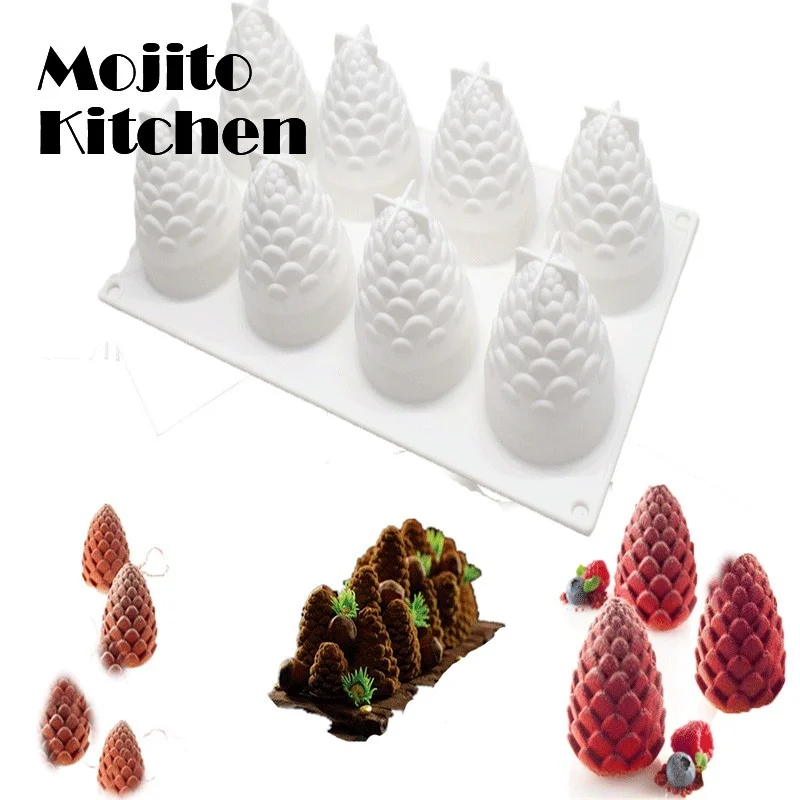 

8 Cavitys Pine Cones Silicone Mold Candle Molds DIY Handmade Making 3D Aromatherapy s Beeswax