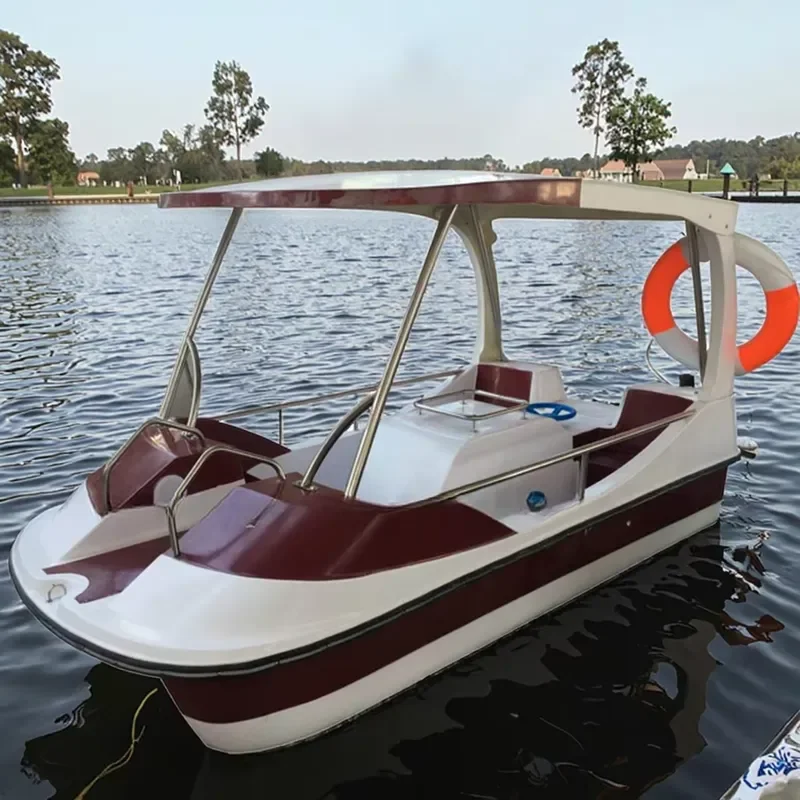 Customized Color 4-person Pedal Boat Human Power Fiberglass Boat with Foot Pedal for Sale