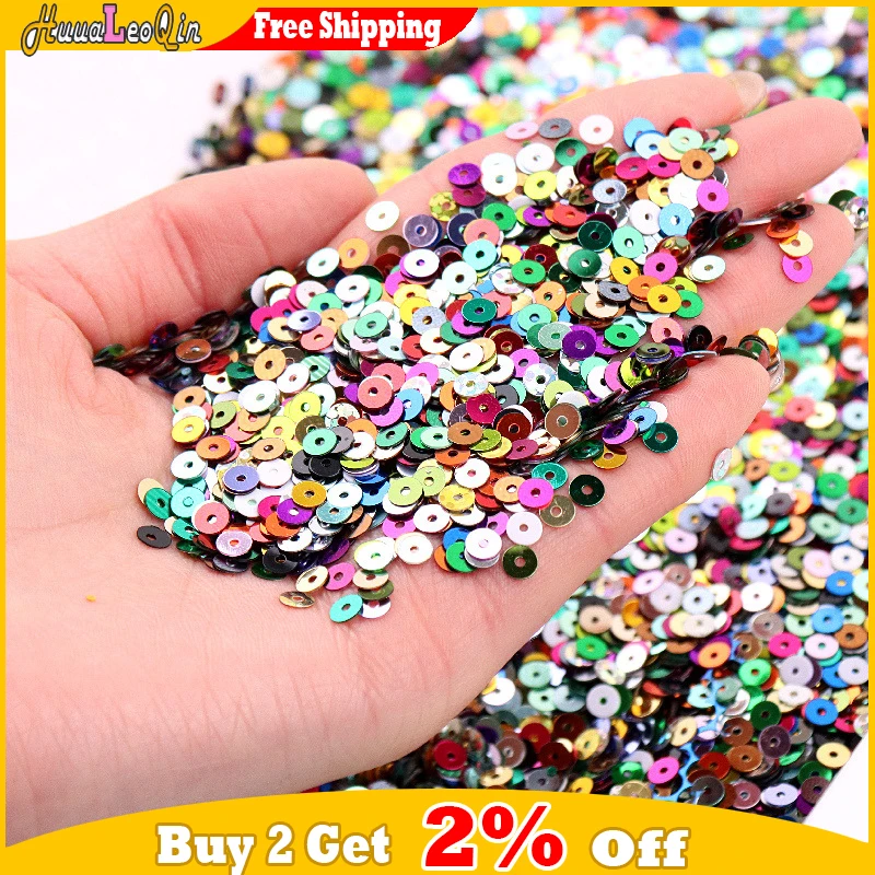 4/5/6mm Circular Hole PVC Sequin Silver Bottom Laser Bead DIY Hand Sewn Embroidery Scattered Bead Sequin In Stock