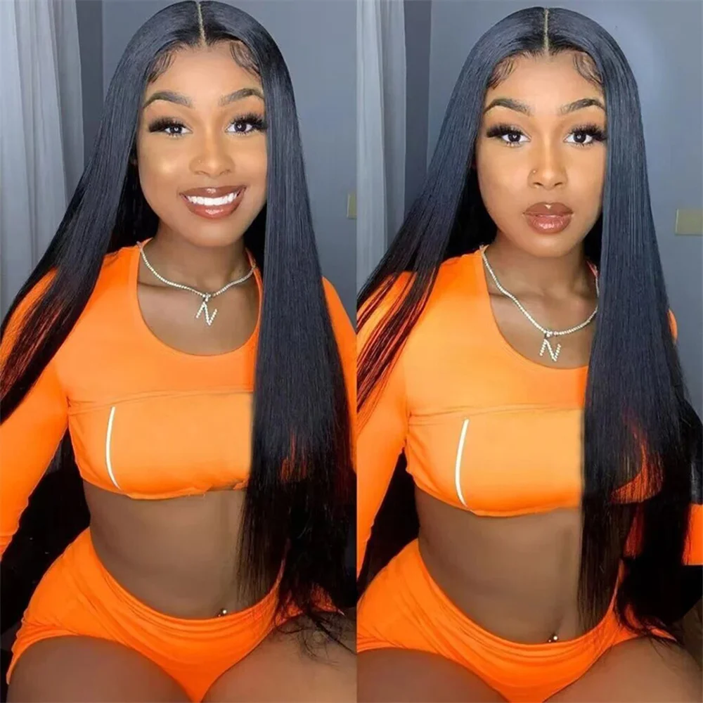 

180 Density Straight 13x4 Lace Frontal Human Hair Wigs For Black Women Body Wave Wigs Human Hair Pre Plucked With Baby Hair