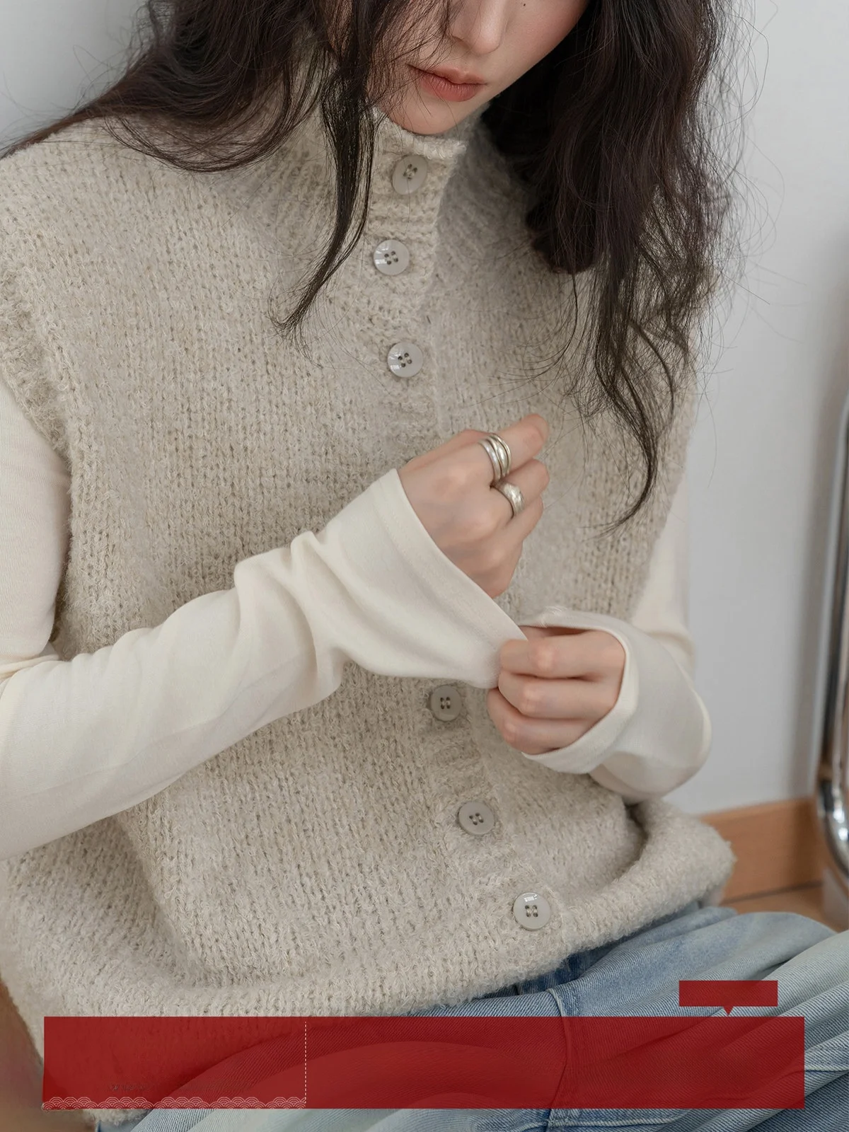 

MoZao O-Ne Open Cardigan Vest Women's Loose Chic Layering Top Knitted High Collar Autumn New Sle Commute Sle Polyester ...