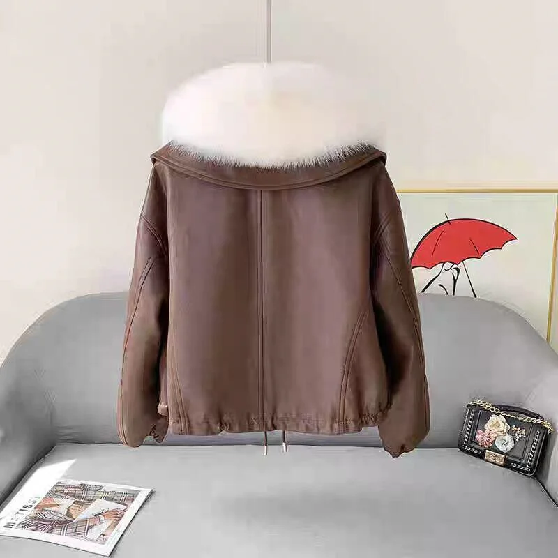 

Women's High-end Big Fur Collar Down Cotton Coat New 2025 Winter Jacket Short Warm Cold Resistant Parkour Jacket Deer Fur Coat