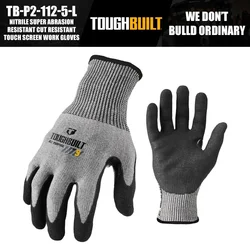 ToughBuilt TB-P2-112-5-L Nitrile Super Abrasion Resistant Cut Resistant Touch Screen Work Gloves Protective Tools Accessories