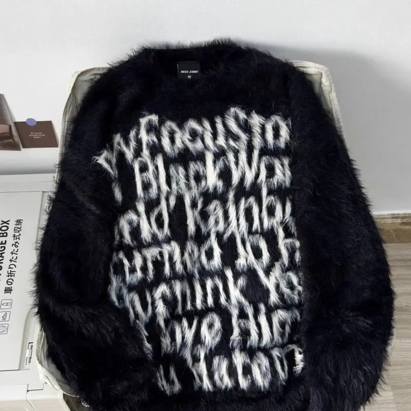 

Мягкий восковой свитер в стиле ретро для пар, мужской и женский осенне-зимний свободный вязаный свитер