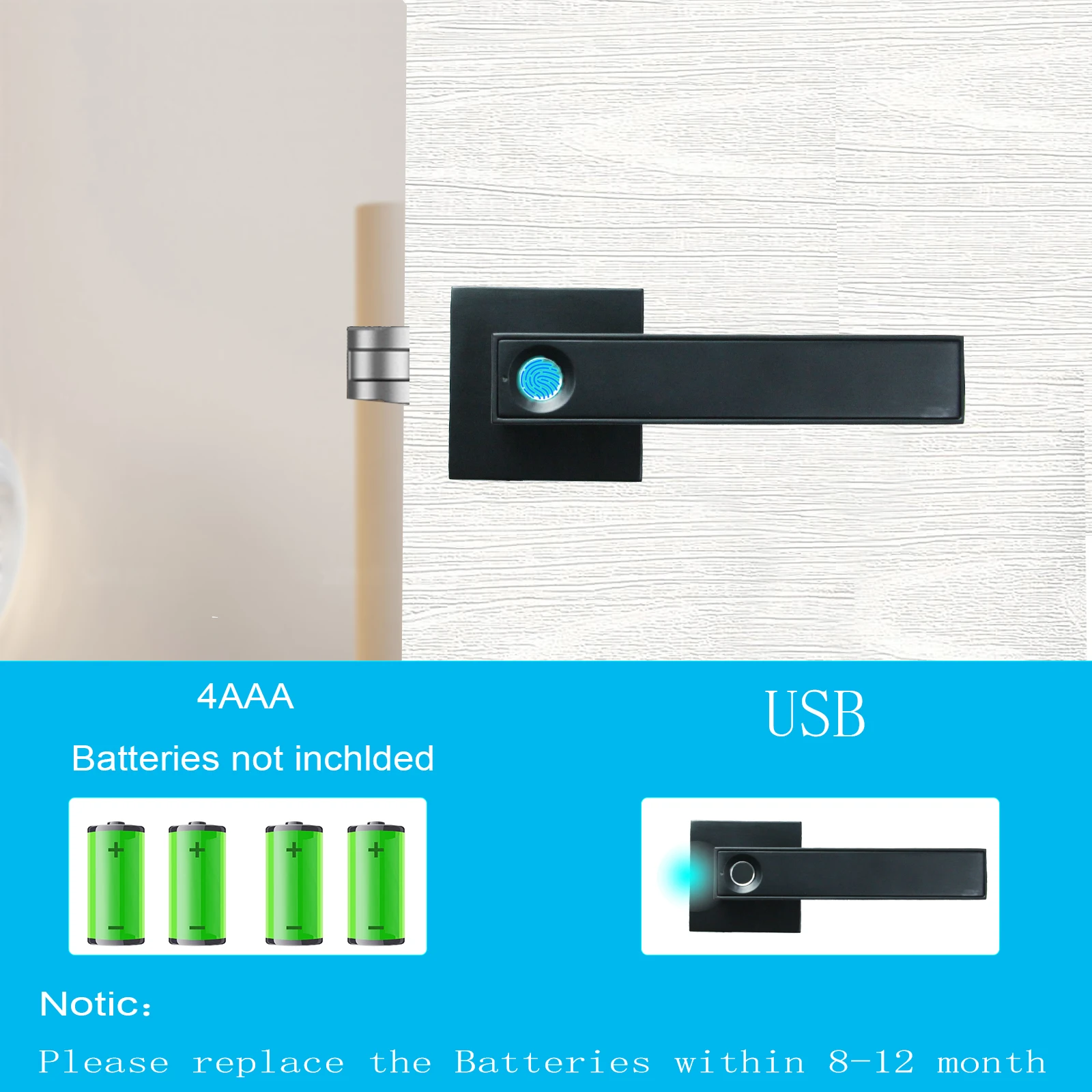 Fingerprint Door Lock for bedroom Biometric door Handle knob lock Keyless Smart Electric Security Locks