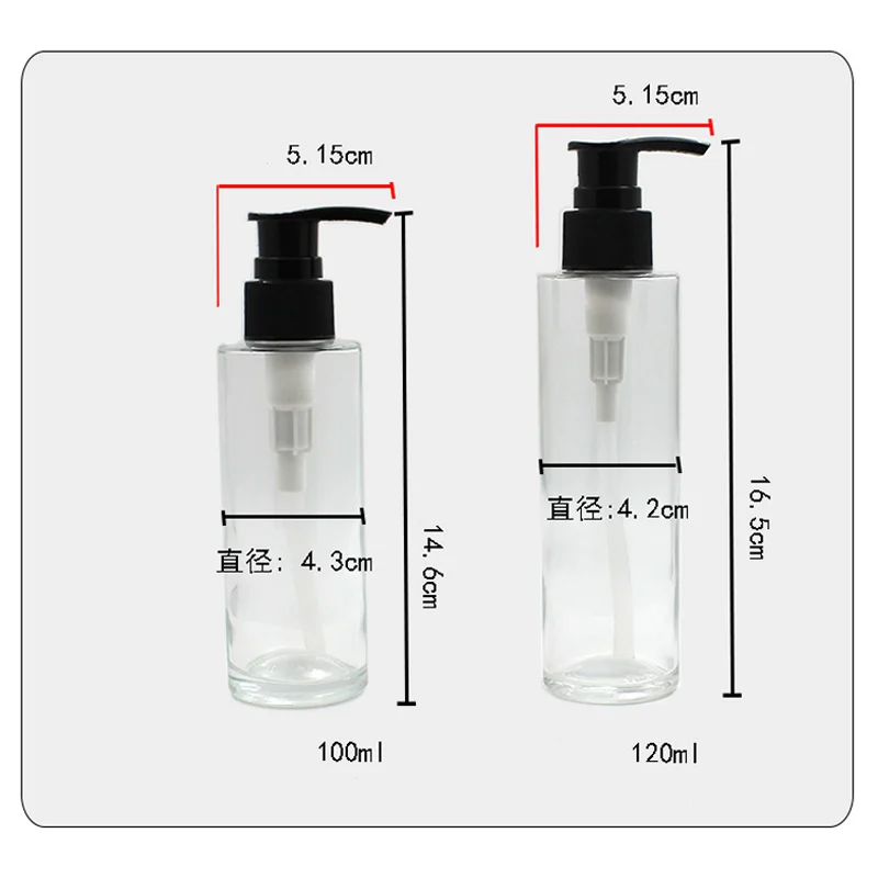 100ml 120ml 12pcs Empty Glass Bottle With Lotion Cream Pump Clear Glass Container Dispenser  Frosted Glass Bottles Lotion Pump