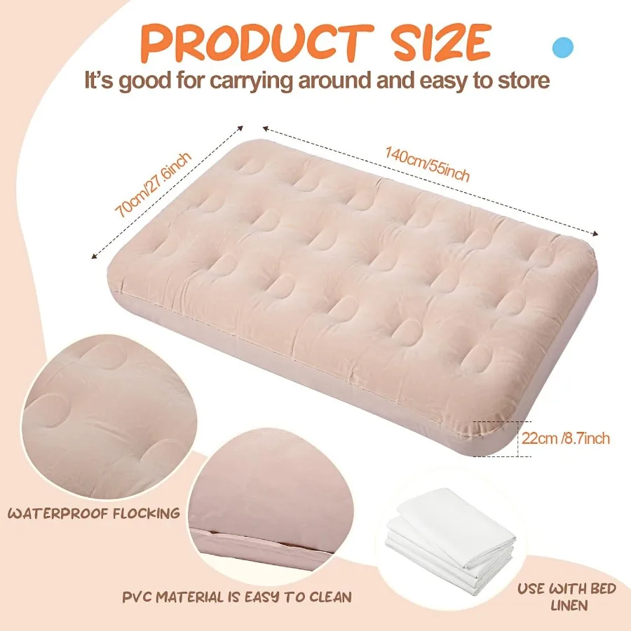 4 Pack Kids Inflatable Bed Teepee Tent Set, Includes 4 Portable Air Mattresses, Foldable Tents, and White Flat Sheets