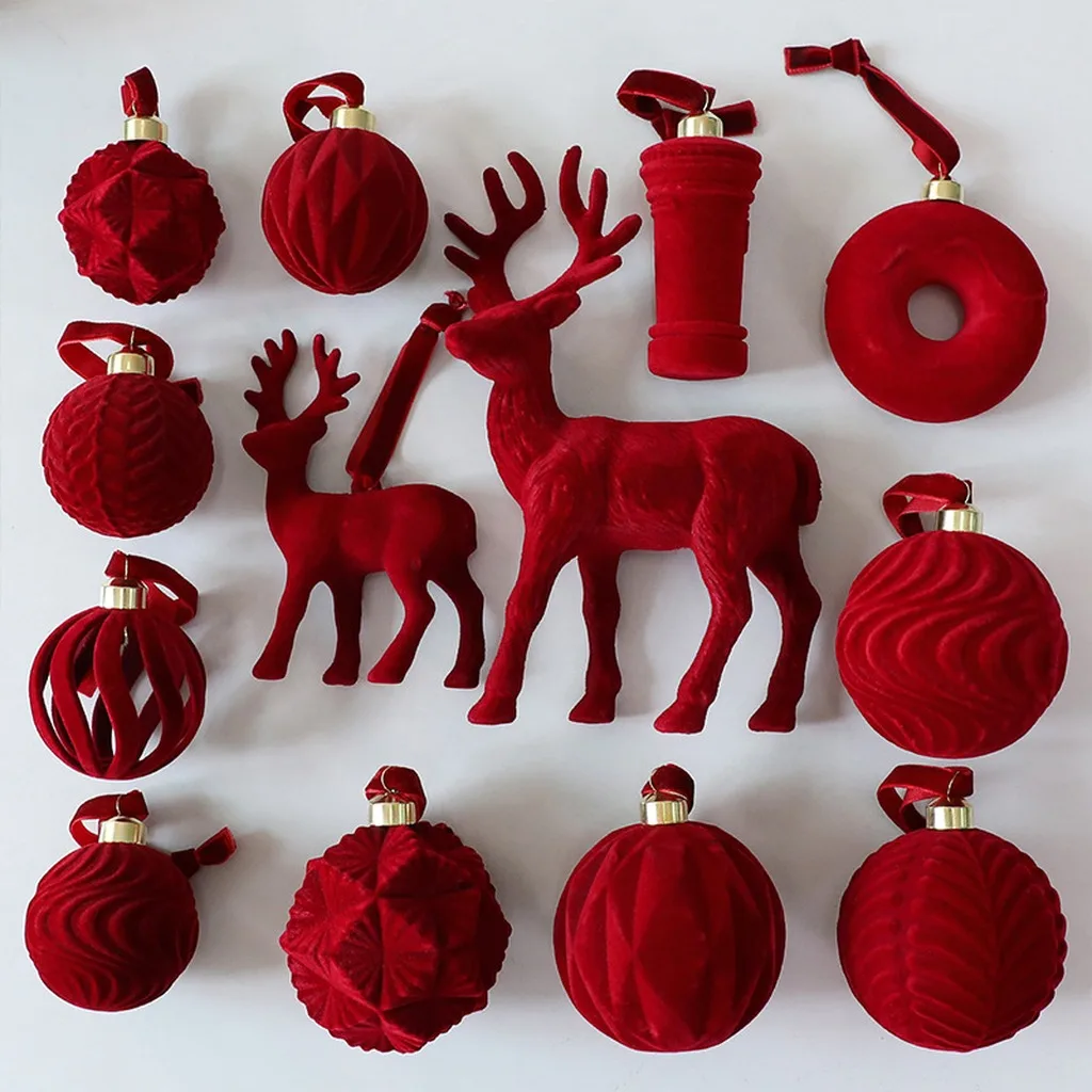 Plastic Hanging Decoration Soft Flocked Plastic Ornament Ball Holiday Hanging Ornament American Christmas Tree Ornament