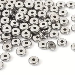 20-50pcs 4 5 6mm Stainless Steel Spacer Flat Round Loose Beads With Holes Gold Silver Colour For DIY Jewelry Making Accessories