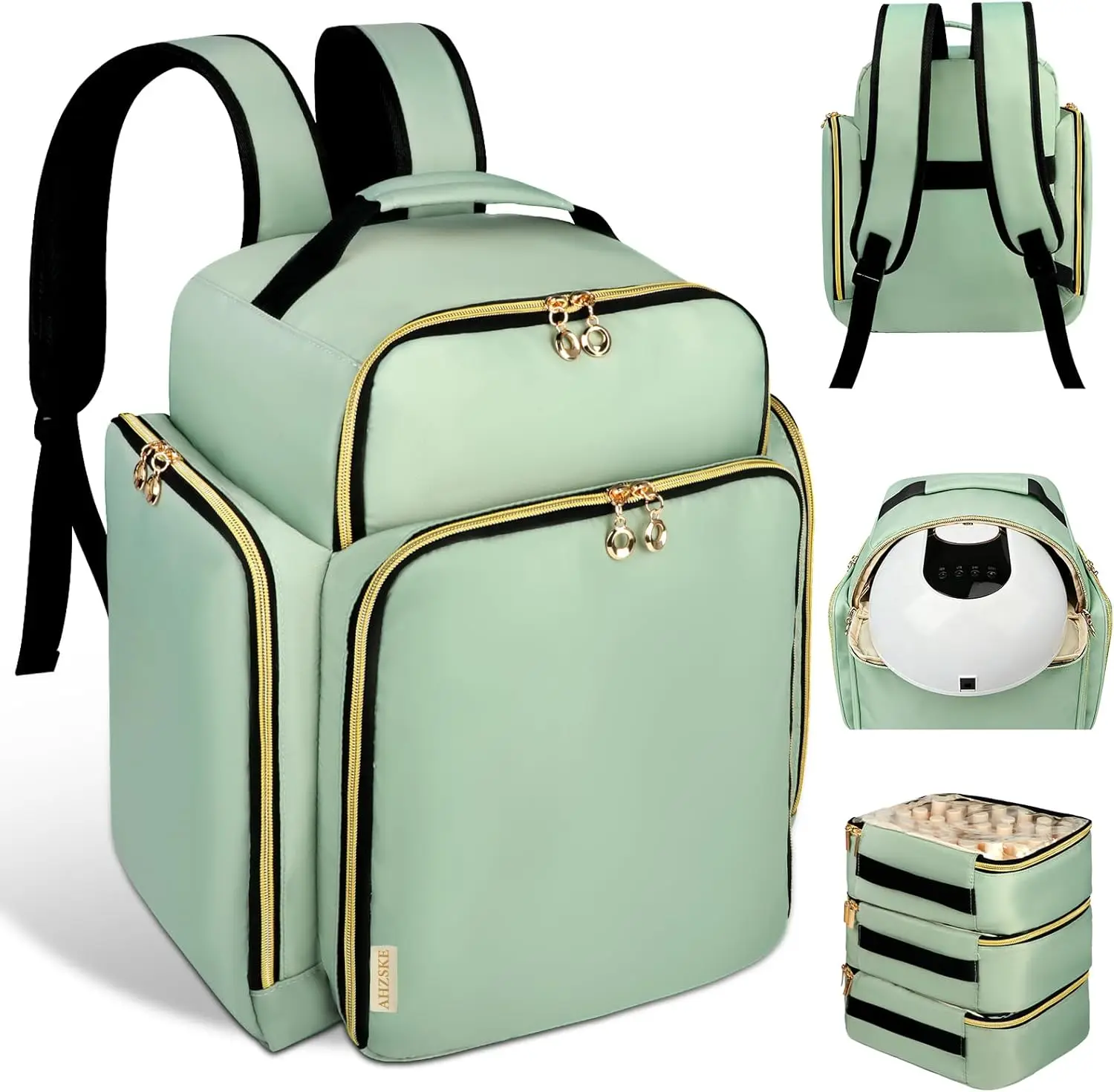 Large Nail Polish Organizer Backpack with 126 Bottle Capacity & UV Lamp, Portable Travel Storage Bag with Removable Cases