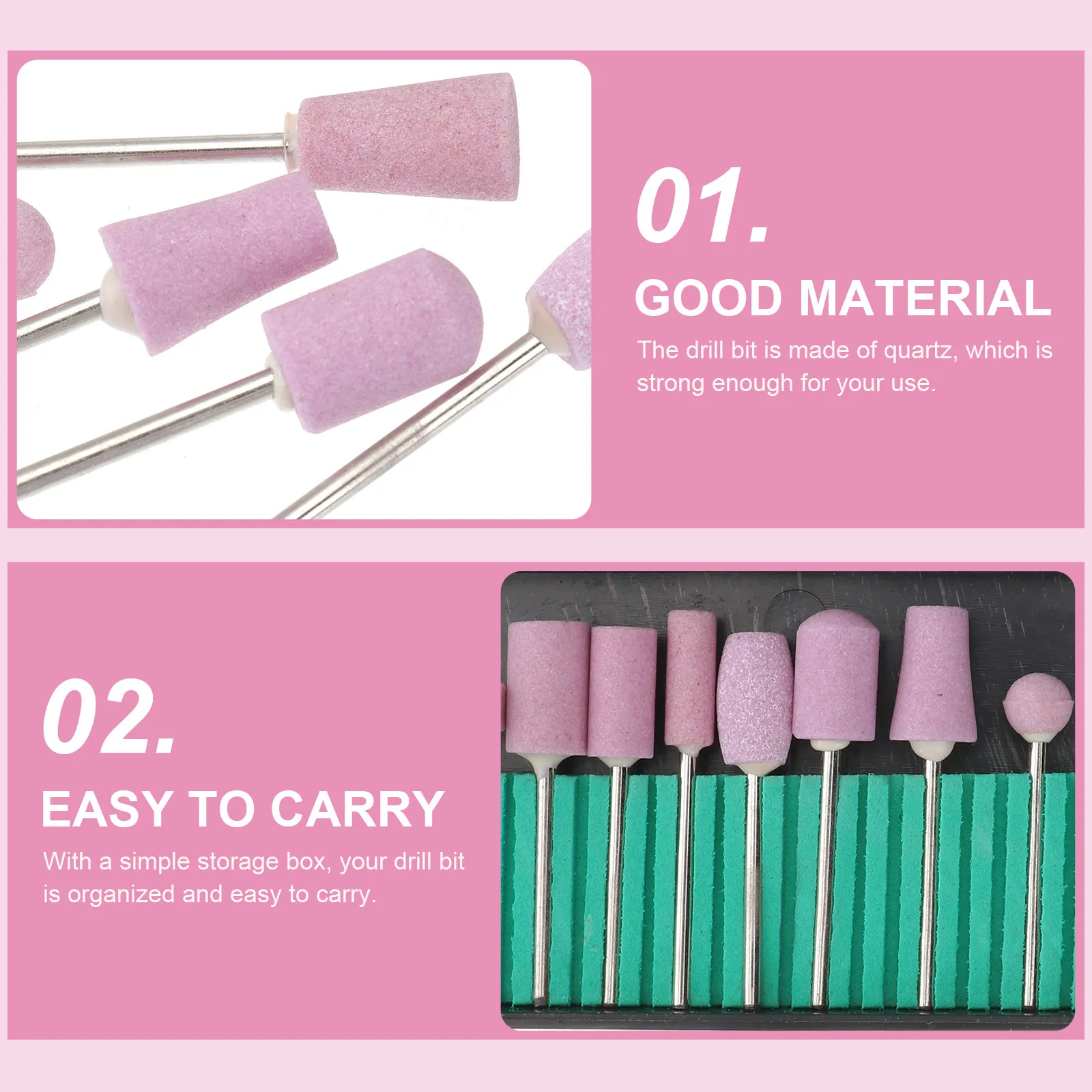 12 Piece Nail Drill Bits Set Quartz Grinding Heads for Nail Drill Machine Cuticle Clean Manicure Tools Professional Beginner Use