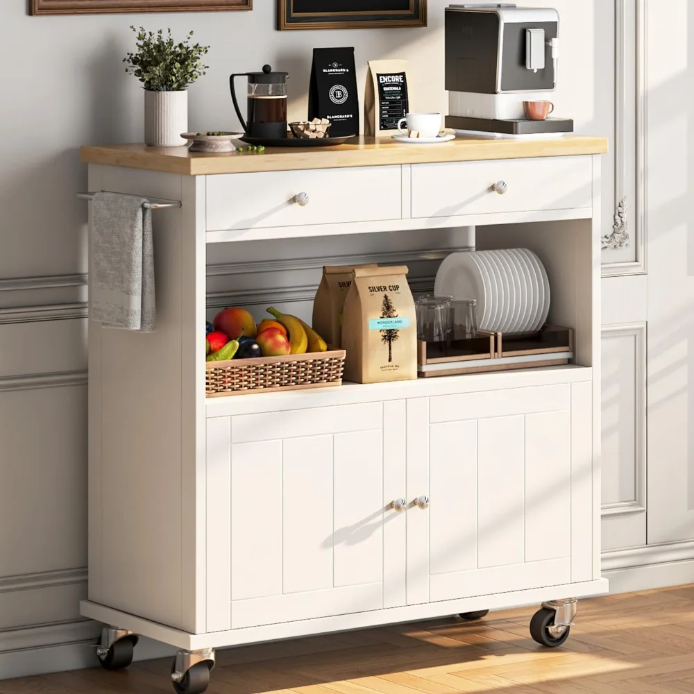 Rolling Kitchen Island with Storage Cabinet, Drawers Island Table, Portable Mobile Kitchen Island