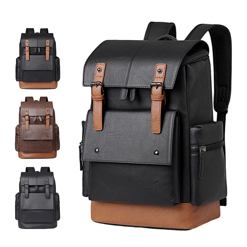 New Model Business Men's Double-shoulder Bag - Large Capacity Casual Computer Bag - Multi-functional PU Leather Travel Bag