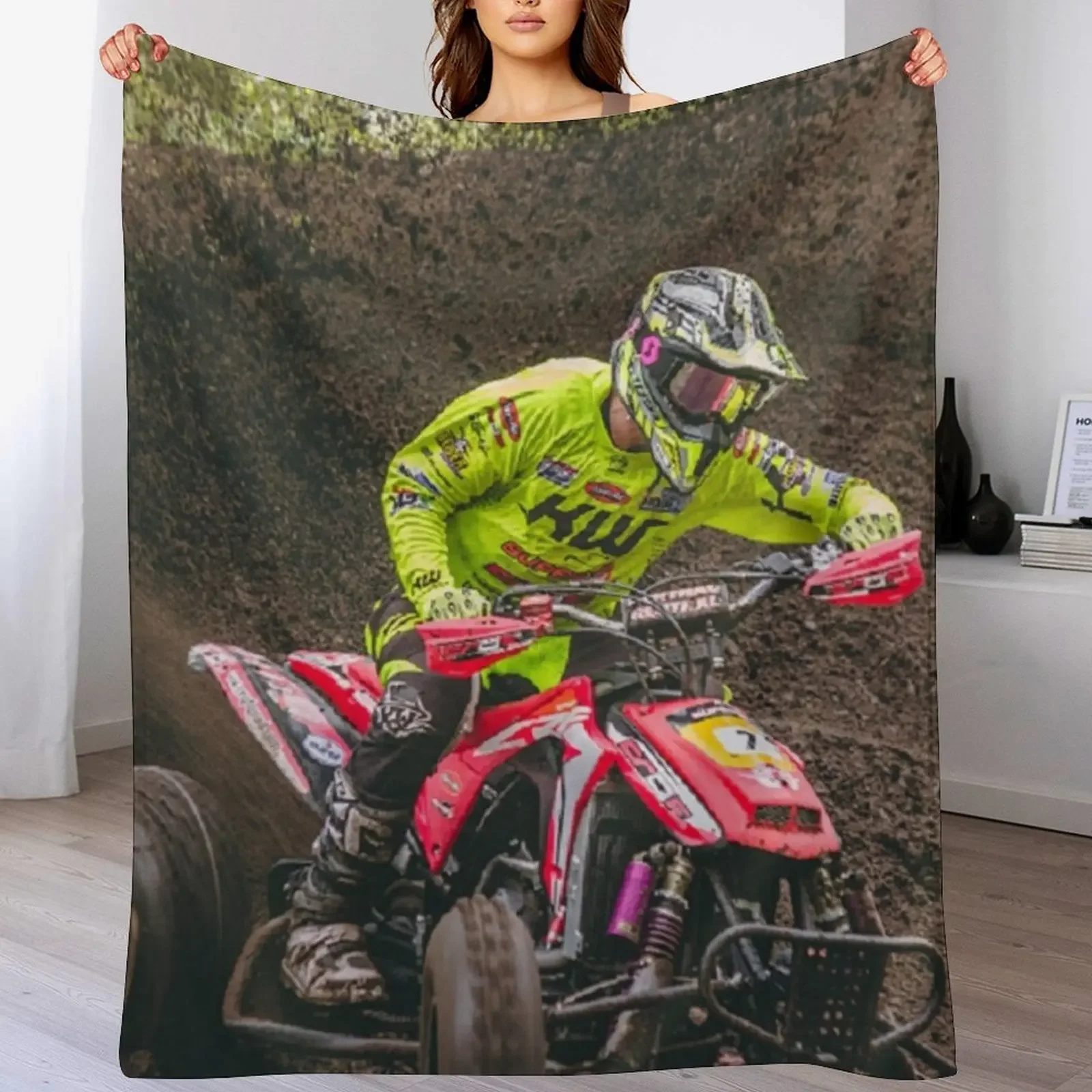 

ATV Red Quad in the Mud! 4 Wheel Racing! Throw Blanket Decorative Throw Comforter Multi-Purpose Blankets